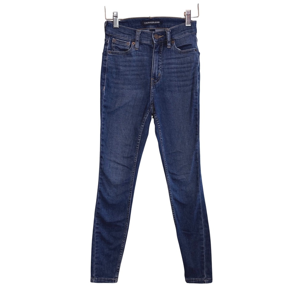 Calvin Klein Womens High Rise Medium Wash Casual Denim Skinny Jeans Blue Size 24